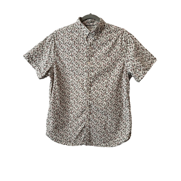 Denim Flower Ricky Singh Men’s Fitted M Preppy Floral Short Sleeve Shirt Resort - Picture 2 of 11